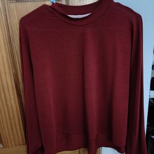 Cranberry Mockneck Poncho Sleeve Top